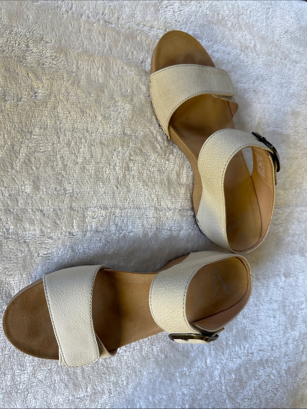 Dansko Women's Ivory Two-Strap Buckle Sandals